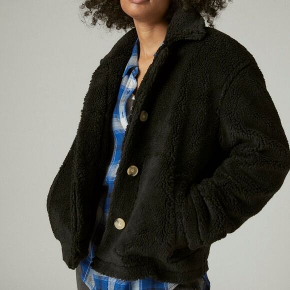 Lucky Brand Trucker Teddy jacket black - M - Picture 1 of 12